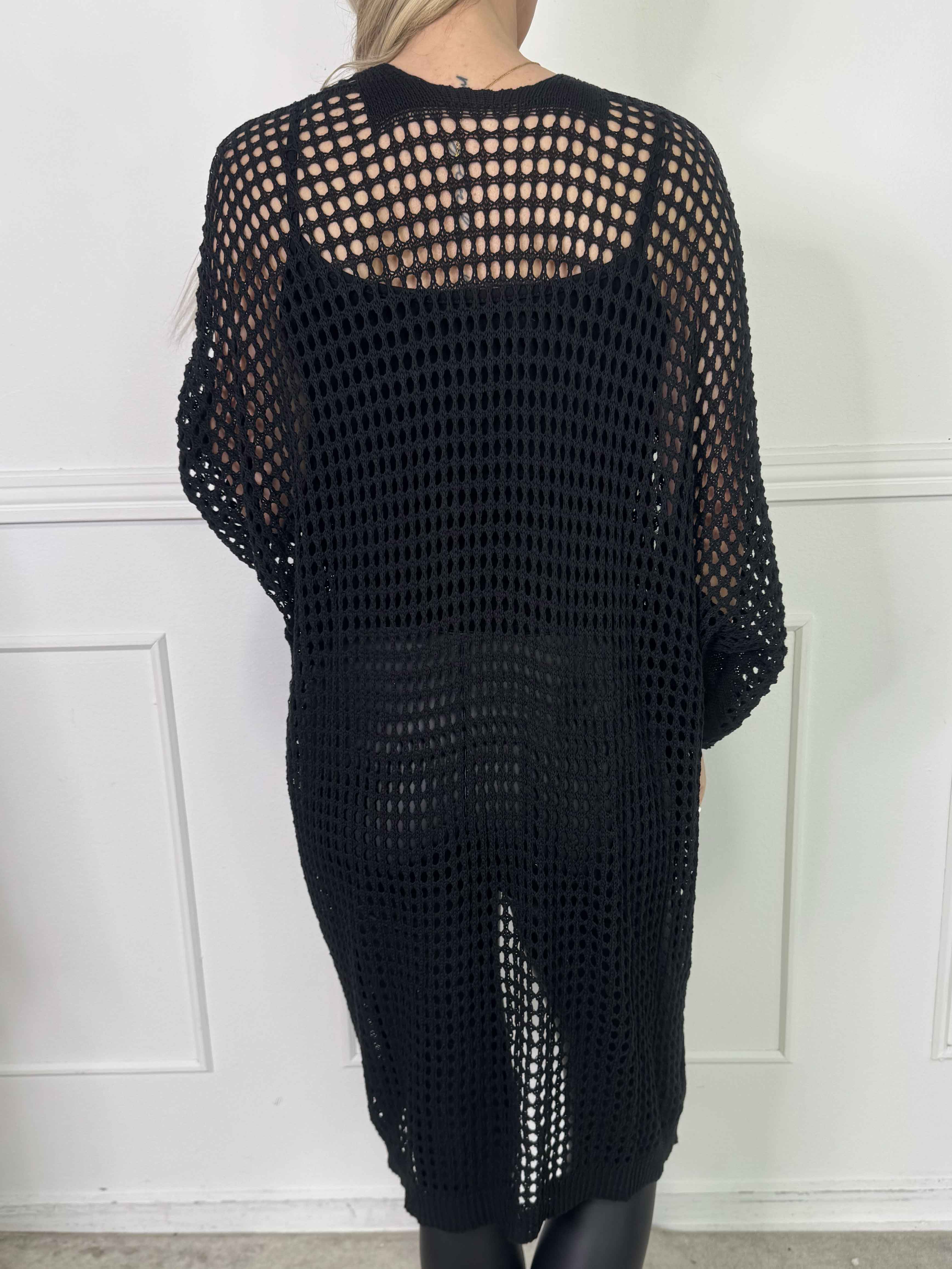 Hillary - Hæklet cardigan med hulmønster i bomuldsblanding